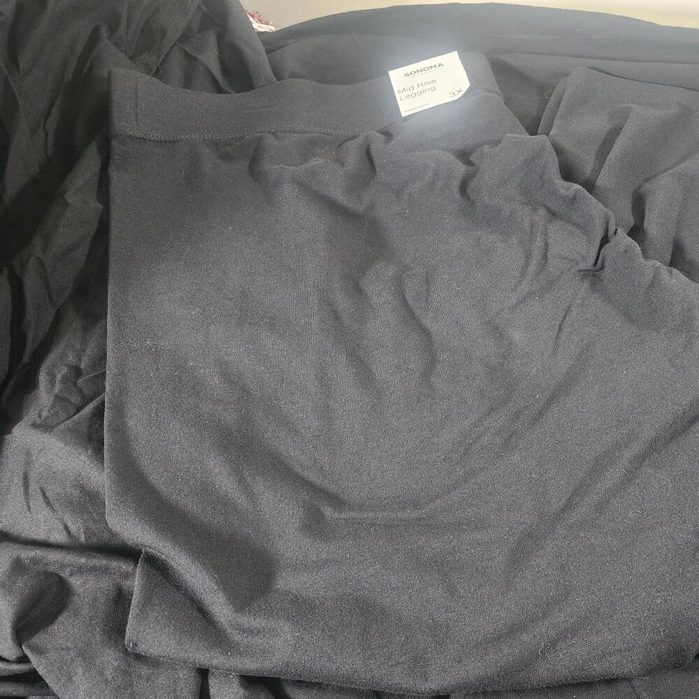 Sonoma Goods For Life Women's Black Midrise Everyday Leggings - 3X pack of three